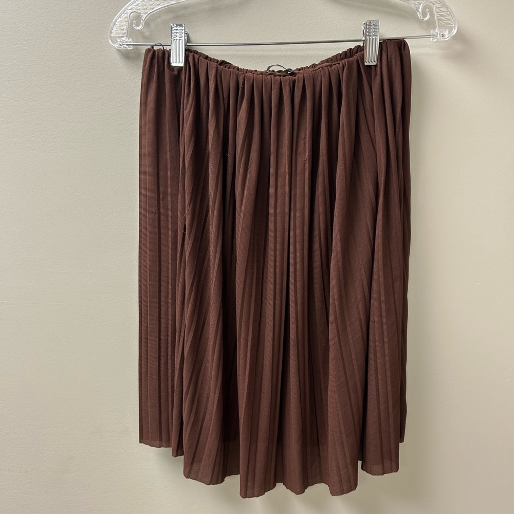 Zara Brown Pleated Midi‎ Skirt